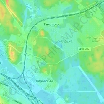 Топографическая карта Кировский микрорайон, высота, рельеф