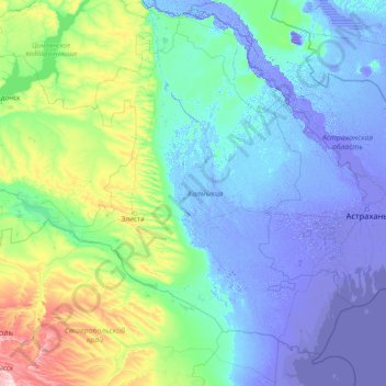 Топографическая карта Калмыкия, высота, рельеф