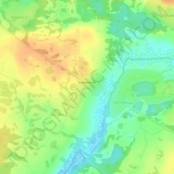 Топографическая карта Ворошилы, высота, рельеф