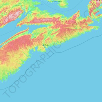 Топографическая карта Halifax Regional Municipality, высота, рельеф