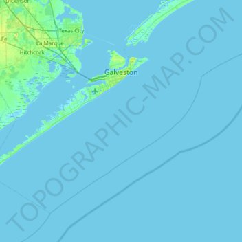 Топографическая карта Galveston, высота, рельеф