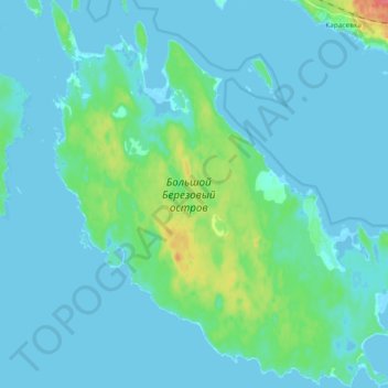 Топографическая карта Большой Берёзовый остров, высота, рельеф