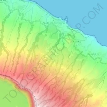 Топографическая карта Ajuda da Bretanha, высота, рельеф