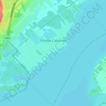 Топографическая карта Pointe-Calumet, высота, рельеф