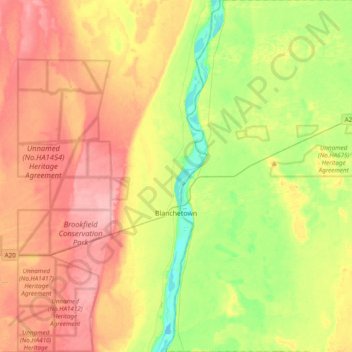 Топографическая карта Blanchetown, высота, рельеф
