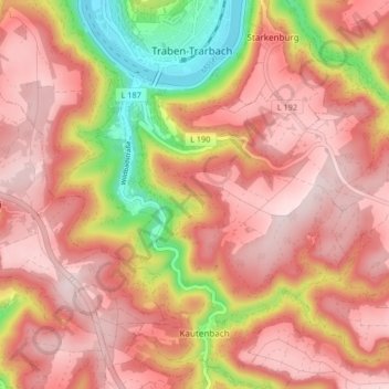 Топографическая карта Trarbach, высота, рельеф