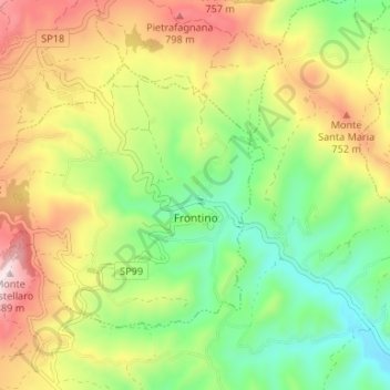 Топографическая карта Frontino, высота, рельеф