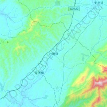 Топографическая карта 社港镇, высота, рельеф