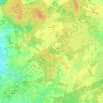 Топографическая карта Heidmoor, высота, рельеф