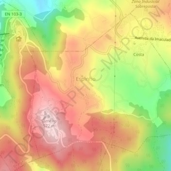 Топографическая карта Espinho, высота, рельеф