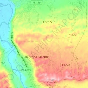 Топографическая карта Río Arriba Saliente, высота, рельеф