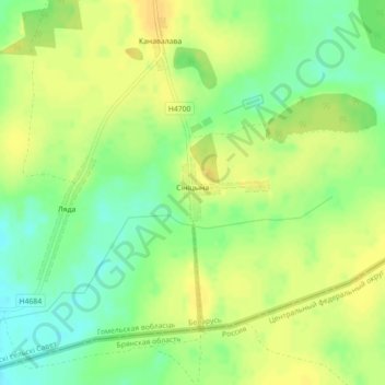 Топографическая карта Синицино, высота, рельеф