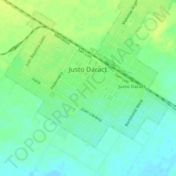 Топографическая карта Justo Daract, высота, рельеф
