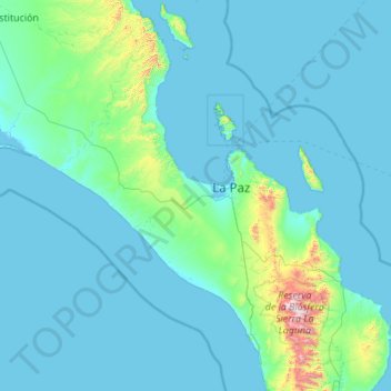 Топографическая карта Municipio de La Paz, высота, рельеф
