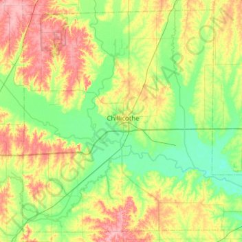 Топографическая карта Livingston County, высота, рельеф