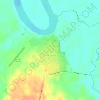 Топографическая карта Ваховск, высота, рельеф