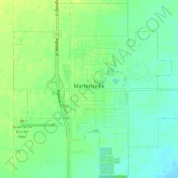 Топографическая карта Martensville, высота, рельеф