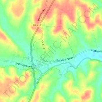 Топографическая карта Hustonville, высота, рельеф