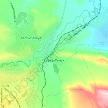 Топографическая карта Кафыр-Кумух, высота, рельеф
