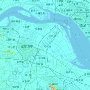 Топографическая карта Zhangjiagang, высота, рельеф