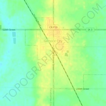 Топографическая карта Gilmore City, высота, рельеф
