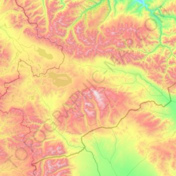 Топографическая карта Монгун-Тайгинский кожуун, высота, рельеф