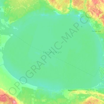 Топографическая карта Белое озеро, высота, рельеф