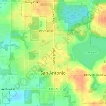 Топографическая карта San Antonio, высота, рельеф
