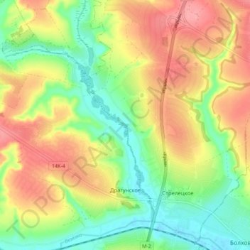 Топографическая карта Драгунское, высота, рельеф
