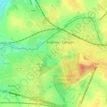 Топографическая карта Enghien, высота, рельеф