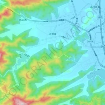 Топографическая карта 沙埠镇, высота, рельеф