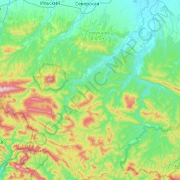 Топографическая карта Смоленское сельское поселение, высота, рельеф