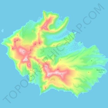Топографическая карта Île de la Possession, высота, рельеф