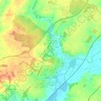 Топографическая карта Ufford, высота, рельеф