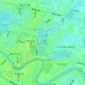 Топографическая карта 东湖, высота, рельеф