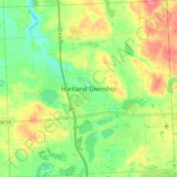 Топографическая карта Hartland Township, высота, рельеф