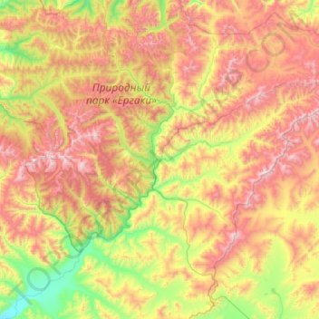 Топографическая карта Араданский сельсовет, высота, рельеф
