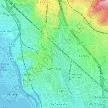 Топографическая карта Saint-Louis, высота, рельеф