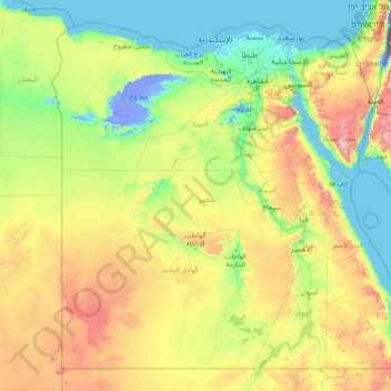 Топографическая карта Египет, высота, рельеф