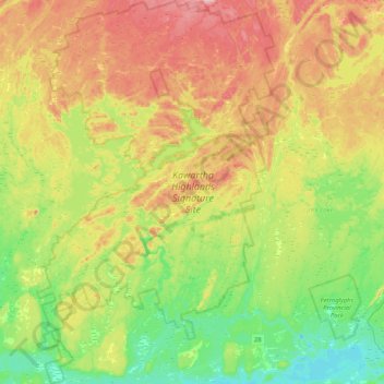 Топографическая карта Kawartha Highlands Signature Site, высота, рельеф