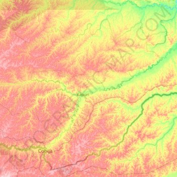 Топографическая карта Xapuri, высота, рельеф