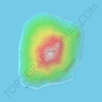 Топографическая карта 南硫黄島, высота, рельеф