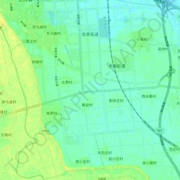 Топографическая карта 龙泉街道, высота, рельеф