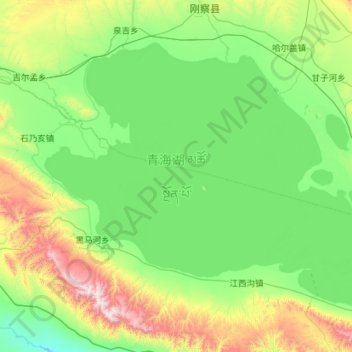 Топографическая карта 青海湖, высота, рельеф