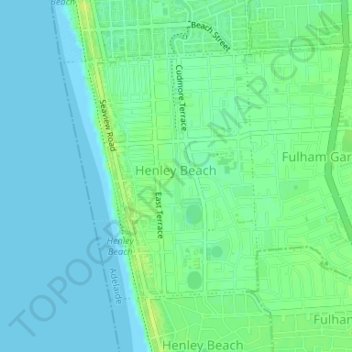 Топографическая карта Henley Beach, высота, рельеф