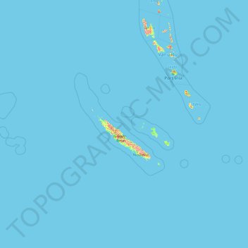 Топографическая карта Новая Каледония, высота, рельеф