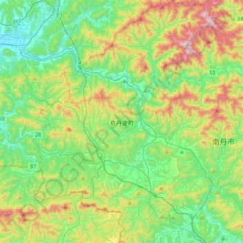 Топографическая карта Кётамба, высота, рельеф