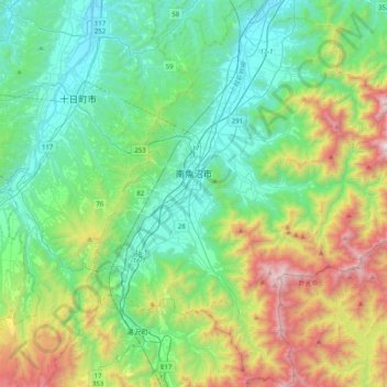 Топографическая карта Минамиуонума, высота, рельеф