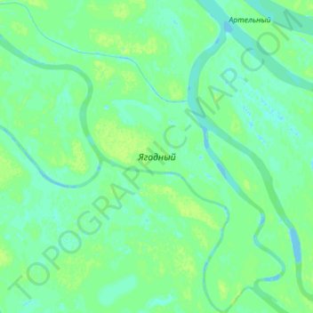 Топографическая карта Ягодный, высота, рельеф