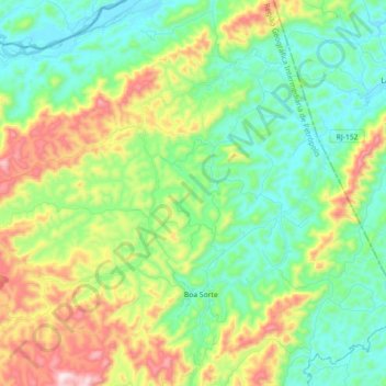 Топографическая карта Boa Sorte, высота, рельеф